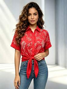 Women Blouses & Shirts - Red - View 4
