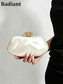 Luxury Evening Bag Unique Shaped Clutch Minimalist Pearl Mother Of Pearl Crossbody Bag Suitable For Evening Gowns Wedding Dresses Parties And Banquets - White - View 1