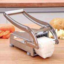 1pc Stainless Steel French Fry Cutter, Heavy Duty Slicer With Suction Base, Vegetable Slicer For Potato, Carrot, Cucumber, Onion - Silver Gray - View 8