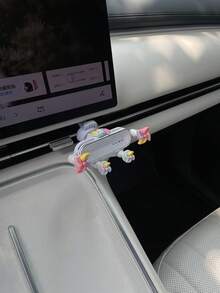 1件清新田園風可伸縮風車手機支架，隱形導航可伸縮出風口創意汽車手機架，創意奶油膠樹脂配件汽車重力出風口手機支撐架，汽車改裝夾式通用手機支架，多功能360°旋轉穩定手機導航支架 - A - 查看 3