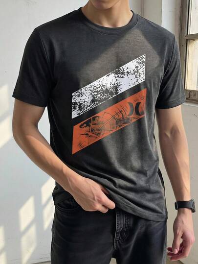 Markapia Man Herren 100% Baumwolle Rundhals bedrucktes T-Shirt