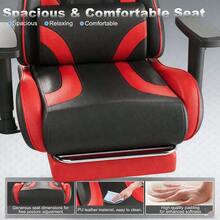 Devoko Gunji Massage Video Game Chair For Adults With Footrest, PU Leather Computer Desk Chair, Adjustable Backrest, High Back Support, Home Office Chair With Headrest And Lumbar Support - Red - View 3