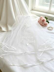 Personalized Lace Bridal Veil, Bachelorette Party Accessories, Embroidered Wedding Bridal Shower Gift - Multicolor - View 4