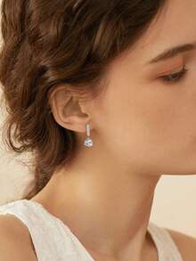 XUJIA 1 Pair Moissanite Pendant Earrings For Women, D Color VVSI Clarity, 925 Sterling Silver, Wedding Anniversary Birthday Gift - EMO-323 - View 7