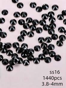 1440pcs/Black Crystal Hot-Melt Flat-Back Rhinestones, Multi-Size Round Crystal Rhinestones, Shiny Adhesive Rhinestones, Suitable For Nail Art, Phone Cases, Shoes, Clothing, Handmade DIY Decoration - Black - View 9