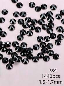 1440pcs/Black Crystal Hot-Melt Flat-Back Rhinestones, Multi-Size Round Crystal Rhinestones, Shiny Adhesive Rhinestones, Suitable For Nail Art, Phone Cases, Shoes, Clothing, Handmade DIY Decoration - Black - View 15