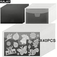 KALAY Juego de 40 piezas de bolsa de almacenamiento de troquel y hoja magnética, negro, duradero, caja de almacenamiento sellada de molde de troquel para scrapbooking DIY - 1 juego - Ver 9