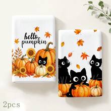 2 buah Handuk Dapur Motif Daun Musim Gugur & Warna Beige, Handuk Tangan Bermotif yang Menyerap, Handuk Teh Dekoratif untuk Dapur Musim Gugur, Hari Thanksgiving, Musim Panen, Pesta Peresmian Rumah, Ruang Makan Rumah, Dekorasi Rumah, Set 4/6/8 buah - MultiWarna - View 9