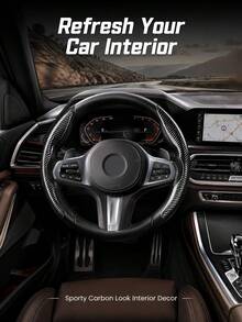 2pcs Carbon Fiber Steering Wheel Cover, Fits Most Car Models, Anti-Slip Steering Wheel Protector, Segmented Durable Carbon Fiber, Easy Installation (No Inner Core) - Multicolor - View 7