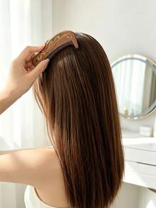 1pc/Portable Anti-Static Sandalwood Comb, New Chinese Style Gold-Painted Auspicious Cloud Pattern Curved Dolphin Handle Round Teeth No Scalp Scratching Scalp Massage Relaxing Hair Care Comb, Birthday Gift Valentine's Day Gift Daily Home Travel All Seasons - Portable Hair Comb - View 12