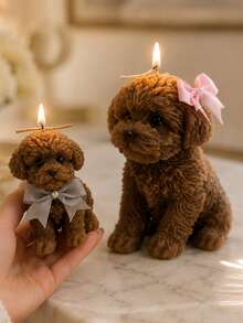 3D Teddy Poodle Silicone Candle Mold, Curly Hair Puppy Statue Mold, Cute Animal Scented Candle, Aromatic Stone Epoxy Resin Home Decor Craft - Teddy Dog Candle Silicone Mold - View 6