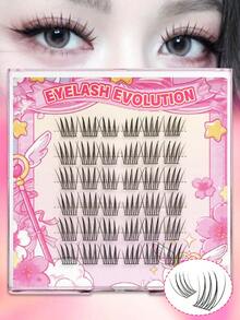 EYELASH EVOLUTION 36pcs/Pack Single Cluster False Eyelashes, Cartoon Style Delicate Eyelash Clusters, C Curl, Natural Cluster Eyelash Extensions, 9-12mm Mixed Length, Suitable For Beginners, Easy To Use, DIY Applicable, Suitable For Holidays, Parties, Travel And Dates - C - View 1