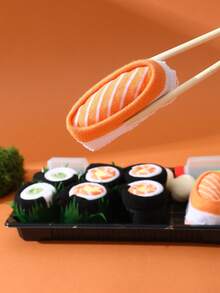 4 Pairs Whimsical & Funny Sushi-Shaped Mid-Calf Casual Socks, Gift For Men/Women, Creative Realistic Sushi Design, Unique Gift Item, Suitable For Christmas/Halloween/Day Of The Dead/Labor Day/St. Patrick's Day/Father's Day/Easter Gifts, Suitable For Home Relaxation/Family Gatherings/Short Trips/Themed Parties/Friends & Family Birthdays/Couple Anniversaries/Date Outings - Multicolor - View 4