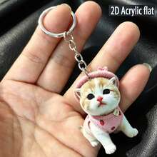 Multifunctional 2D Flat Cute Cat Keychain, Backpack Decoration Pendant, With Smartphone SIM Card Ejector Tool, Cute Acrylic All-Season - Color Shown In Image - View 8