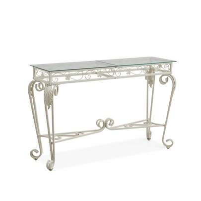 Midea 1 pièce Table console moderne et élégante en verre et métal pour l'entrée, table de couloir stable avec rangement, table de salon facile à monter