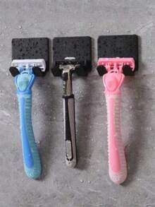 1pc Razor Holder, Razor No-Drill Hook, Wall-Mounted Bathroom Storage Rack, Suitable For Kitchen And Bathroom, College Dorm Essential, Back To School, Wallet Hook, Room Decor, Bathroom Decor, Home Decor, Travel Accessory, Autumn Garden Decoration, Halloween/Thanksgiving/Christmas/Saudi National Day Best Gift - Multicolor - View 2
