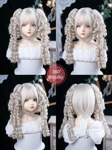 alicegarden 14-Inch Long Synthetic Wig Featuring A Natural Straight Style A A Stunning Light Gray. Designed With Bangs , This False Hairpiece Is Perfect For Ms Halloween Cosplay Use, Offering A Natural And Natural Durable Wig Gift For Ladies. (No Accessories) - Light Grey - View 8