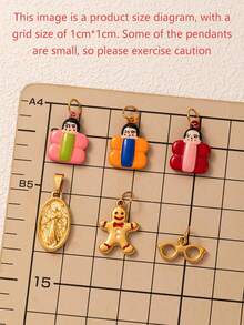 1pc Quirky Mixed Pendant, Exquisite Cartoon Style, 18kpvd Gold Plated 316 Stainless Steel Material, Waterproof And Fade-Resistant, Suitable For DIY Creative Necklace, Bracelet, Earring, Bag Chain, Keychain, Waterproof And Sweat-Resistant, Suitable For Daily Casual Wear - Multicolor - View 2