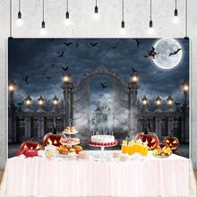 1Pc Halloween Banner Blood Print Horror Pumpkin Castle Bat Zombie Skeleton Pattern Happy Halloween Theme Party Decoration Indoor And Outdoor Decoration Photography Background Wall Art Halloween Home Decoration - V0155 - View 6