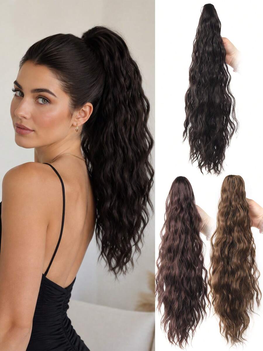 Wavy Drawstring Ponytail Wig, Natural Curly Ponytail, Easy-To-Install Everyday Party/Date Hair Accessory, Halloween - Multicolor - View 1