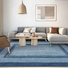 Techigher Modern Geometric Hallway Runner Rug, Washable Non Slip Kitchen Runner Mat, Soft Low Pile Runner Carpet For Entryway, Bedroom, Living Room - Gray-blue - View 6