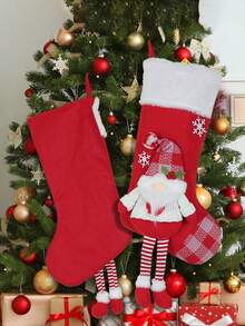1 Personalized Christmas Stocking With A Name, Designed For Both Girl And Boy, Suitable For Family Gatherings And Holiday Decorations. - Multicolor - View 9