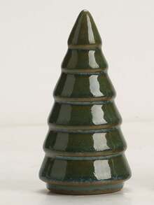 Holiday Party Supplies Mini Ceramic Christmas Tree, Glazed Vintage Christmas Decor, Home Desktop Decoration Ornament, Atmosphere Decorative Display - Army Green - View 8