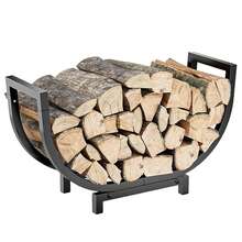 Curved Firewood Rack – Heavy Duty Log Holder, Elevated Fireplace Wood Storage, Sturdy Iron Stand For Fire Pit, Bonfire & Outdoor - Black - View 4