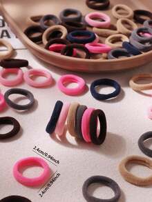 50/100/200pcs/Set Small Women's Ponytail Rubber Band Hair Ties Black Pink Brown High Elasticity Hair Ropes - Multicolor - View 3