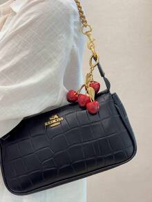 HXXOOS 1pc Y2K Cherry Bag Charm Pendant, Vintage Gold Cherry Keychain, Luxury Resin Fruit Keyring Accessories For Women Bag Backpack Decoration - Red - View 8