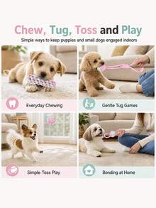 1/2/3/4/5/6/7pcs Pet Dog Cotton Rope Toy Set, Durable Chewing & Teething Rope Toys For Medium & Puppy Dogs, Teeth Cleaning Interactive Tug Rope Toys, Pet Chew Toys - Multicolor - View 6