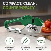 1pc 5-Stage Adjustable Multi-Function Crocodile Roller Knife Sharpener, Can Repair, Sharpen, Maintain, Polish, Suitable For Various Tools, Rotary Knob Can Switch Between Straight Blade, Serrated Blade And Scissors Sharpening Functions, Kitchen Utensils And Small Tools, Sharpening Tool - Green - View 7