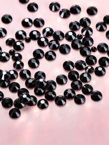 1440pcs/Black Crystal Hot-Melt Flat-Back Rhinestones, Multi-Size Round Crystal Rhinestones, Shiny Adhesive Rhinestones, Suitable For Nail Art, Phone Cases, Shoes, Clothing, Handmade DIY Decoration - Black - View 5
