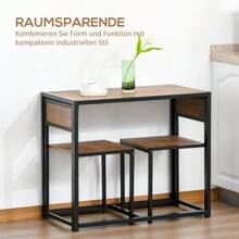 Dining Set Kitchen Table With 2 Chairs Dining Table Set Dining Room Set Made Of Metal And Natural Wood For Small Spaces - Natural - View 3