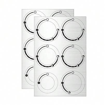 6 Large Grill Burner Dial Silvery-Metallic Labels MarFKings, Gas Grill Knob Stove Flame Indicator Decal Replacement Sticker (Pack Of 2