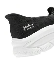 Skechers Women's SLIP-INS Hands-Free Slip-On Walking Shoes Breathable Thick Sole Cushioned Casual Sneakers - Black - View 7