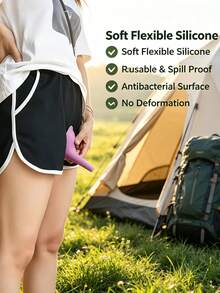 3pcs Women's Transparent & Pink Portable Silicone Standing Urinal Cup Set, Foldable & Reusable, Easy Alignment & Leak-Proof Design, Compact Travel Kit, Outdoor Camping Female Urination Solution, Holiday Long-Distance Travel Essential (Random Color & Style) - Multicolor - View 6