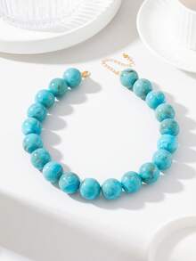 1pc High-End Elegant Jade Beaded Necklace, Summer Beach Vacation Style Gemstone Beaded Necklace, Women's Jewelry Niche Design Premium Accessory Gift - Beads - View 5
