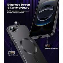 適用於 iPhone 17 Pro Max 16 15 14 13 12 11 Pro Plus 17e 的磁吸無線充電手機殼 相機後蓋保護殼 - 黑色 - 查看 5