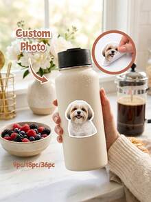 9/18/36pcs Customized Pet Photo Stickers, Personalized Dog Stickers, Customized Cat Stickers, Pet Portrait Decals, Dog Owner Gifts, Pet Lover Gift Stickers, Suitable For Gift Boxes, Bags, Wallets - Multicolor - View 2