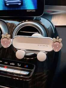 Cute Bowknot Strawberry Car Phone Holder, Gravity Sensing Air Vent Navigation Mount, Girly Car Interior Decor - Stand - View 11