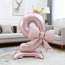 2pcs 42 Inch Blue Base Crown Number Foil Balloon With 21 Inch Pink Bow Balloon, Valentine's Day Birthday Wedding Party Gathering Decoration Balloons - View 11
