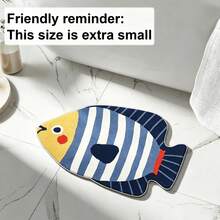 1pc Bathroom Rug, Short Plush Material With Unique Cute Fish Print Pattern, Artistic Contour Design, Place At Shower Doorway, Easy-To-Clean Home Decor Carpet, Enhances Home Experience. Soft Texture, Comfortable Foot Feel, Suitable For Bathroom, Sink Area, Entryway And More - Multicolor - View 5