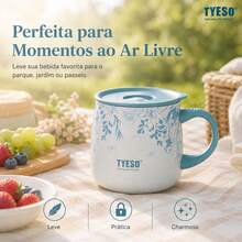 TYESO Caneca Térmica Floral 355ml Inox 304 Com Tampa Vedada Mantém Quente e Frio 6h Caneca de Café para Escritório Casa Feminina - Roxo - Visão 7