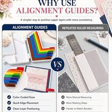 Paper Crafting Alignment Guide Set With Case, 7pcs Precision Layering And Matting Spacers For Card Making And Scrapbooking, Color-Coded Tools With Size Tabs 1/16 To 1/2 Inch Increments - Multicolor - View 8