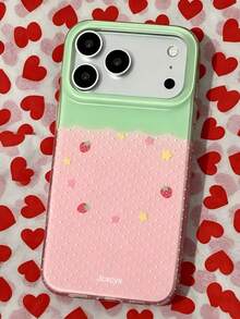 Sweet Cute Polka Dot Strawberry Stars Pattern Phone Case Compatible With IPhone 17 Pro Max 17 Pro 17 16 Pro Max 16 Pro 16 15 Pro Max 15 Pro 14 Pro Max 14 Pro 13 12 Pro Max 11 Lovely Glossy Jelly Soft Shockproof Protective Back Cover - Multicolor - View 5