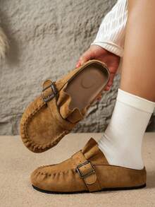 Women's New Hollow Fashion Buckle Sandals Beach Color Block Elegant Party - Khaki - View 2
