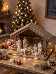 7pcs Christmas Nativity Scene Set, Miniature Jesus Birth Scene Figurines, Holy Family Statue Including Virgin Mary Joseph Baby Jesus Angel Sheep, Religious Christmas Decoration, Miniature Display Ornament For Home, Tabletop, Shelf, Desk Decor - A - View 5
