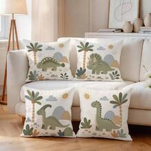 Childhood Dinosaur Tree Pattern Pillowcase, No Insert, Single-Sided Print Pillowcase, Suitable For Living Room Bedroom Home Decor, All-Season Pillowcase - Multicolor - View 6