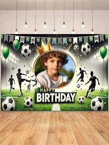 Customizable Portrait Football & Rugby Photo Backdrop, Personalized Birthday Party Decoration, Portrait Photography Banner, Vinyl Material, Stadium Banner Printing - C - View 3